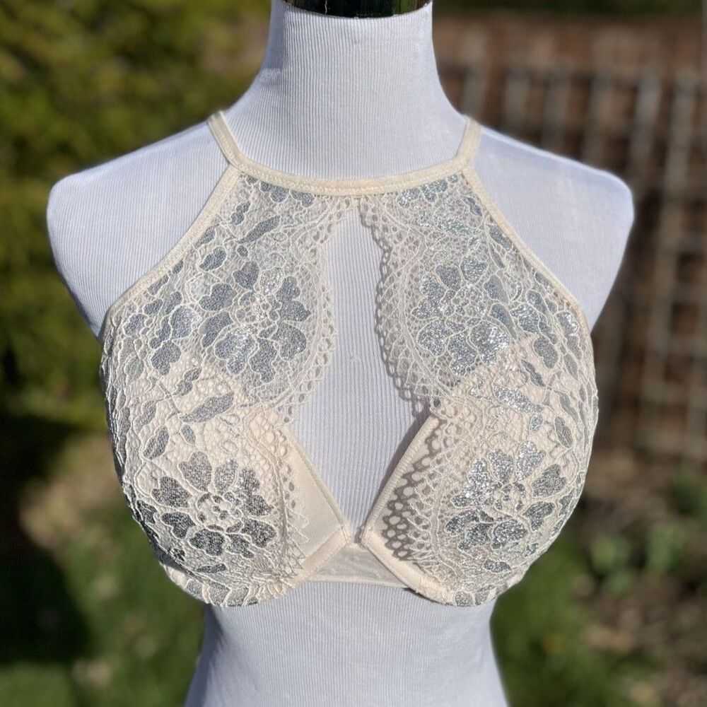 Adore Me 38C Plunge Padded Lace Overlay Underwire Bra